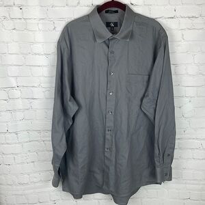 Calvin Klein Gray Pinstriped Button Down Shirt Size XL